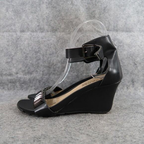 Kenneth Cole Shoes Womens 6 Sandal Wedge Pump Ankle Strap Fashion Reaction Black - Picture 4 of 14